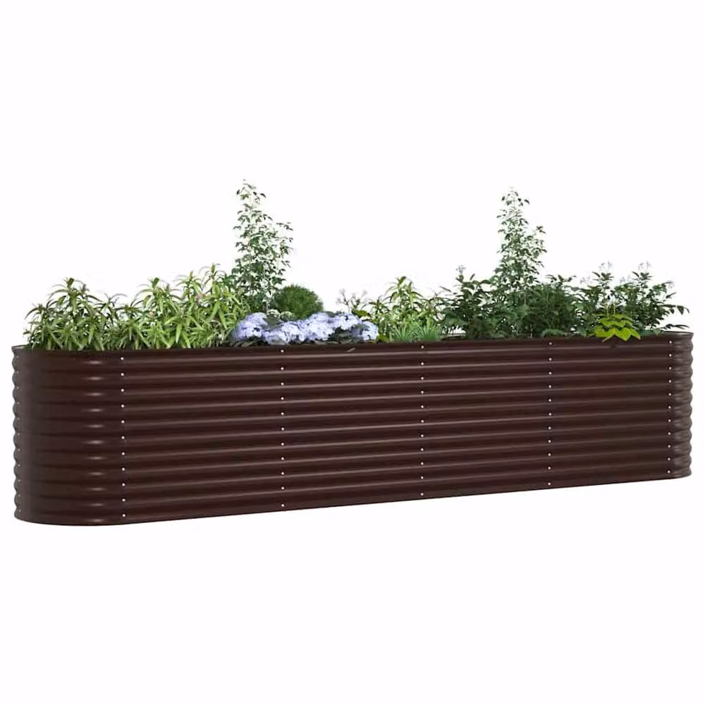 Berkfield Home Garden Brown Galvanised Steel Raised Bed W/D/H: 400 x 80 x 81 cm – 3