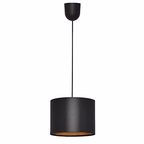 Netlighting Helam Alba Cylindrical Pendant Ceiling Light in Black and Gold/Brass, Diameter: 20 cm – 1