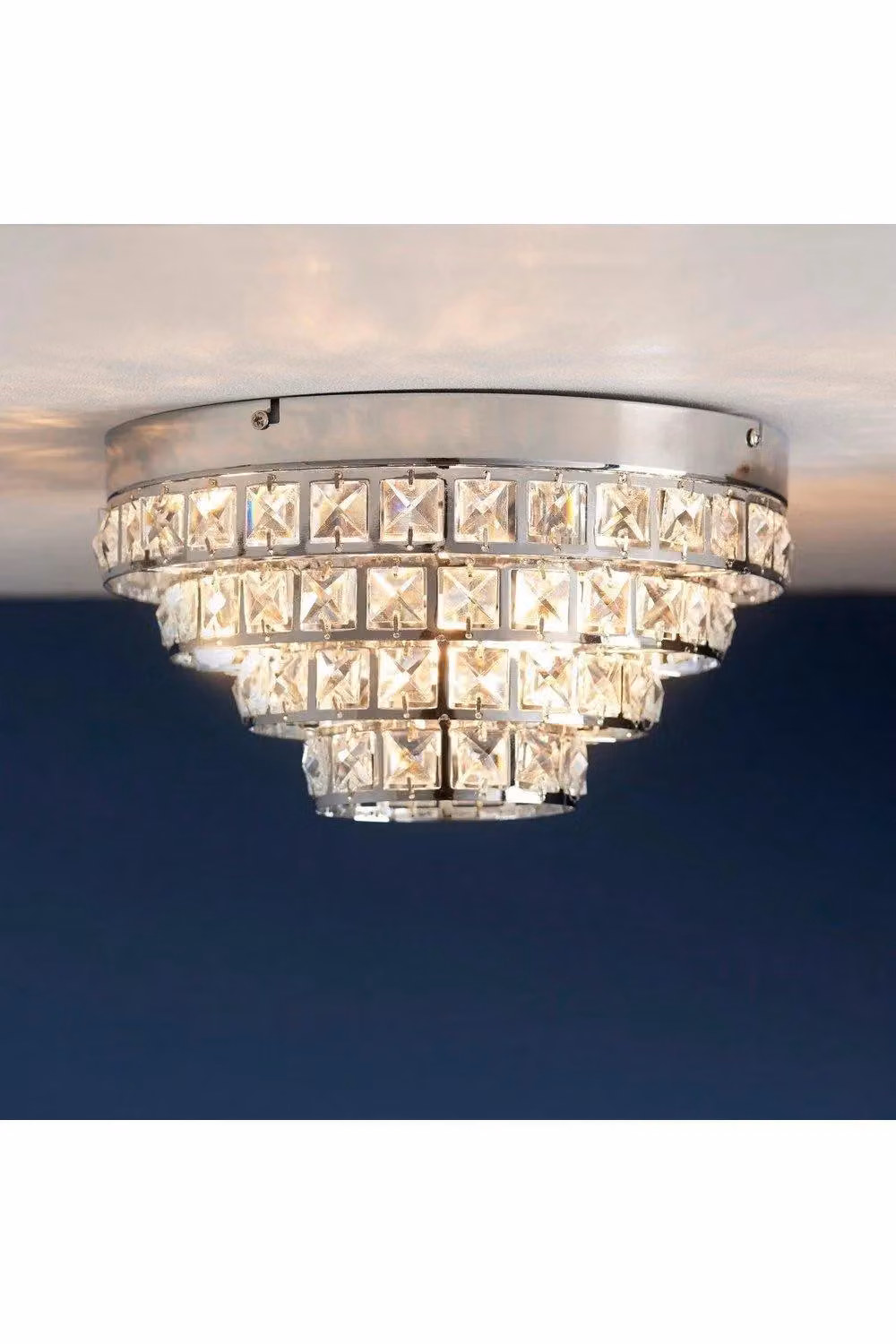 Netlighting Motown 4 Light Flush Ceiling Light in Chrome with Clear Crystal Glass and G9 Base – 2
