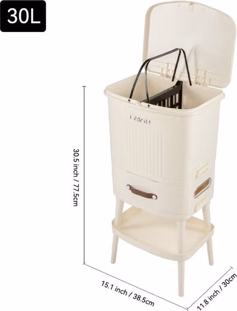 Livingandhome 30L Yellow Plastic Flip Top Trash Sorting Bin