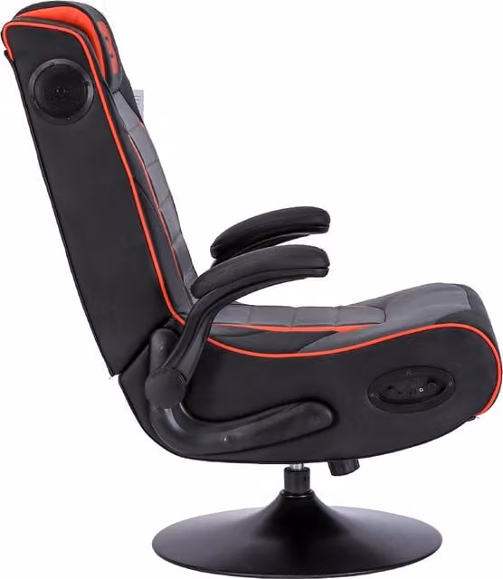 BraZen Serpent 2.1 Bluetooth Surround Sound Gaming Chair in Red and Black with Synthetic Leather and Headrest