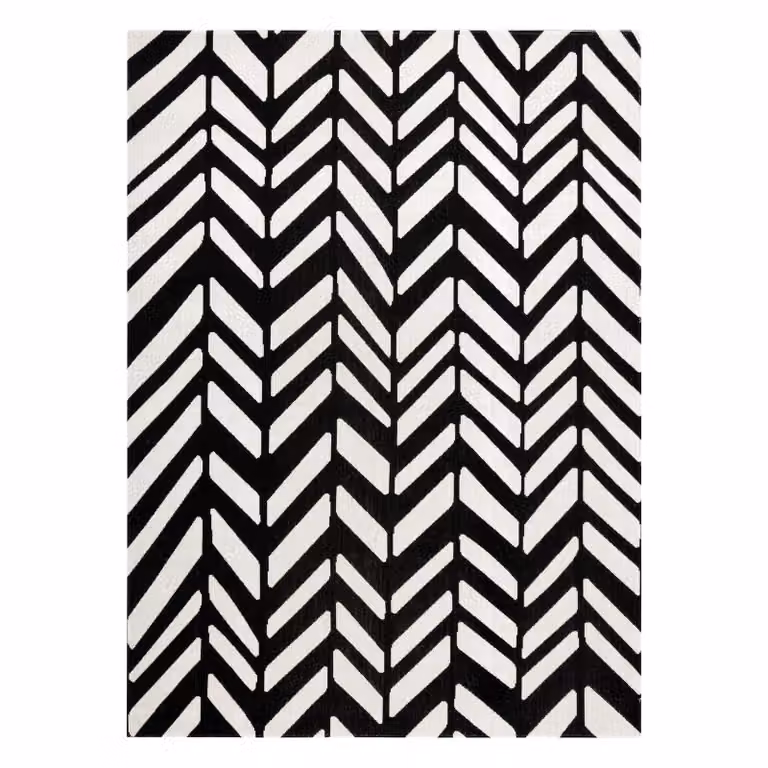 RugsX Mundo Herringbone Rug in Beige and Black, W/D: 120 x 170 cm