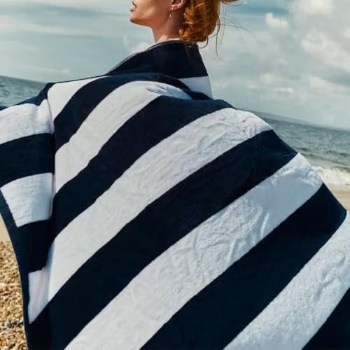 Christy Cabana Striped Cotton Beach Towel in Blue, W/D/H: 100 x 180 cm – 2