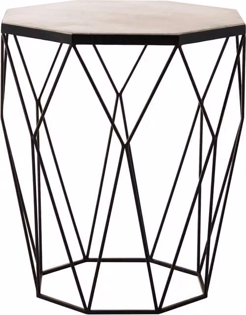 Interiors by Premier Orsina Octagon White Marble Side Table with Matte Black Geometric Metal Frame