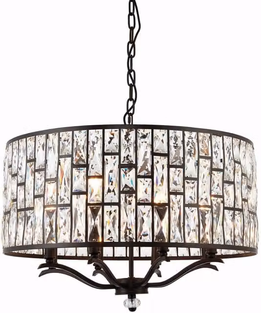 Endon Belle 8 Light Crystal Ceiling Pendant in Dark Bronze with Transparent Accents, E14