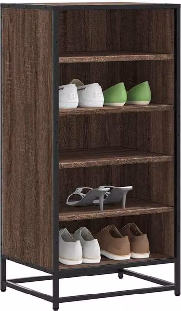 Berkfield Home Industrial Shoe Rack in Brown Oak, W: 48 cm, D: 38 cm, H: 97.5 cm – 1