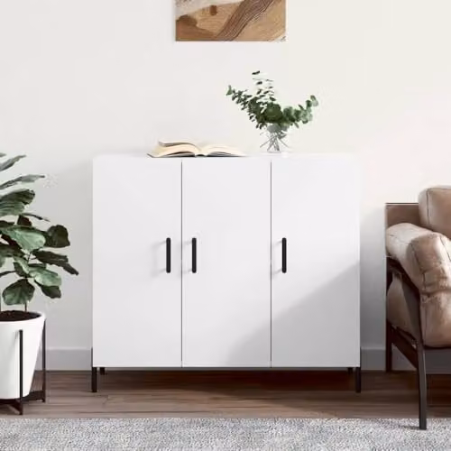vidaXL Modern White Sideboard in Engineered Wood W/D/H: 90 x 34 x 80 cm – 2