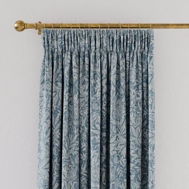 Joules Twilight Ditsy Floral Lined Cotton Curtains, Duck Egg Blue, W: 228.6 cm, H: 228.6 cm