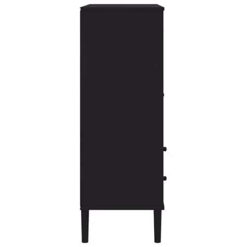vidaXL SENJA Highboard in Black Rattan Look Solid Pine Wood with Hinged Doors and Internal Drawers, W/D/H: 90 x 40 x 112 cm – 4