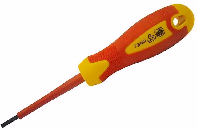 Faithfull VDE Soft Grip Parallel Slotted Tip Screwdriver, Red