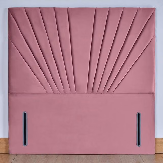 UK Bed Furniture Wharfedale Velvet Upholstered Floor Standing Headboard in Pink