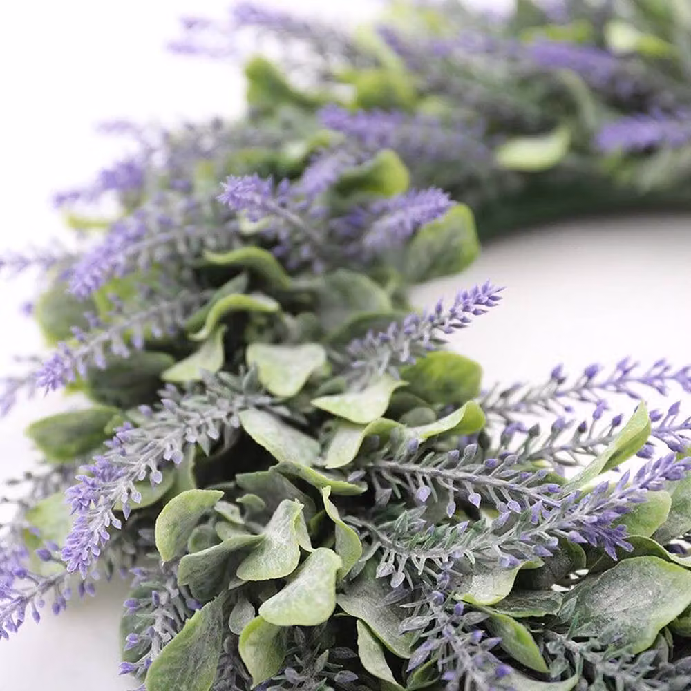 FLAVORA Purple Artificial Lavender Flower Wreath, Diameter: 42 cm – 3