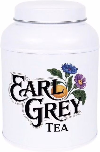 Purely Home Floral Metal Tea Canister, White, 600ml