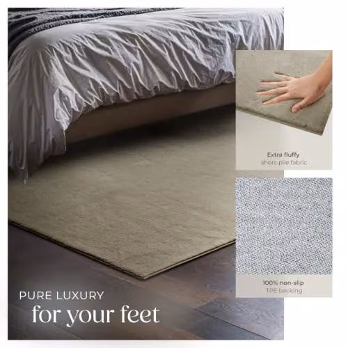 tectake Zonelle Fluffy Rug in Sand, Allergy-Friendly and Washable Polyester Carpet, W/D: 120 x 170 cm – 4