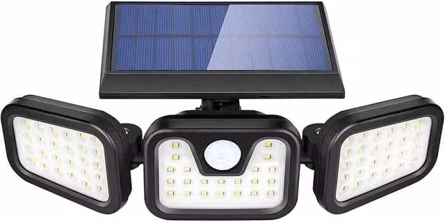 Kelvenix Pack of 1 Solar LED Motion Sensor Outdoor Security Floodlight in Black