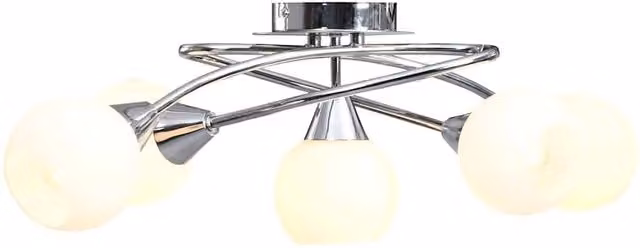 Berkfield Home Modern White and Chrome Ceiling Lamp with Ceramic Dome Shades for 5 x E14 Bulbs