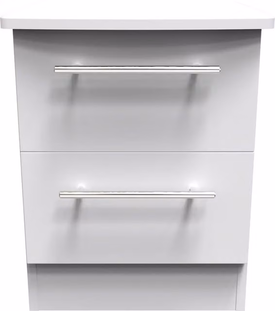Sherwood Ready Assembled 2 Drawer Bedside Cabinet in Grey Matt
