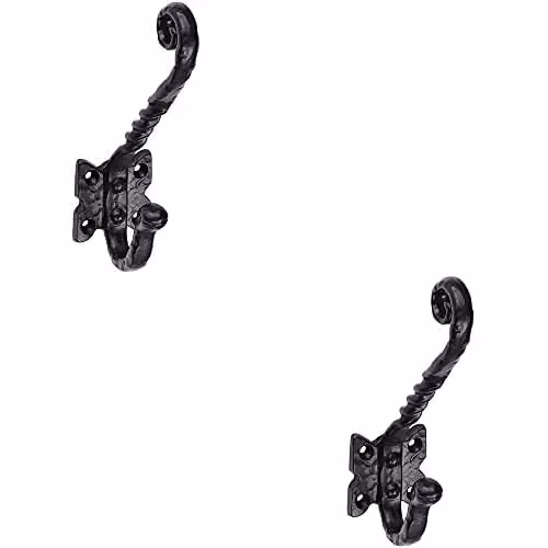 Loops 2 Pack Ornate Twisted Hat and Coat Hook on Butterfly Backplate in Black Antique