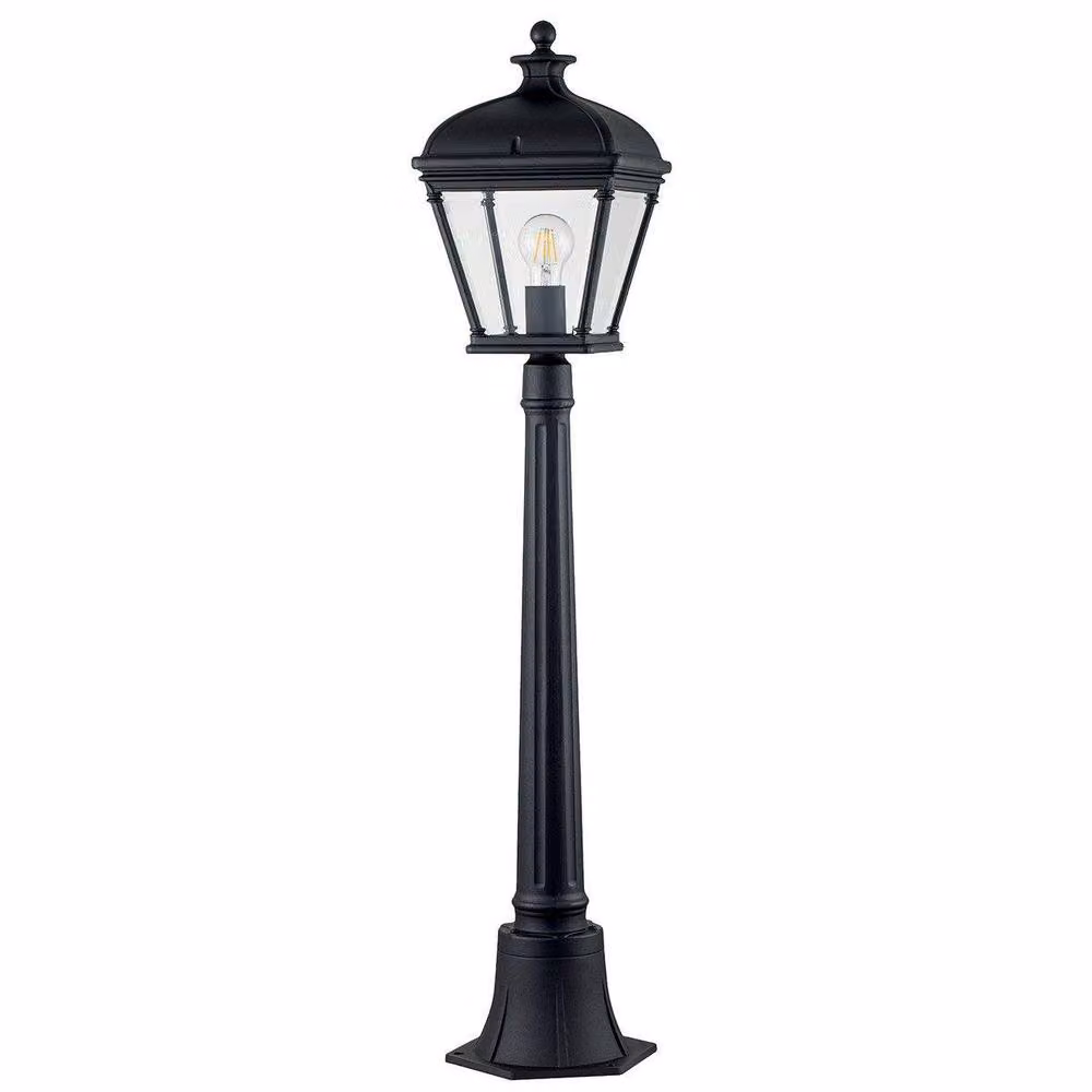 Netlighting Bayview Black Outdoor Bollard Garden Lantern with Transparent Glass and Aluminium Body IP44 – 2