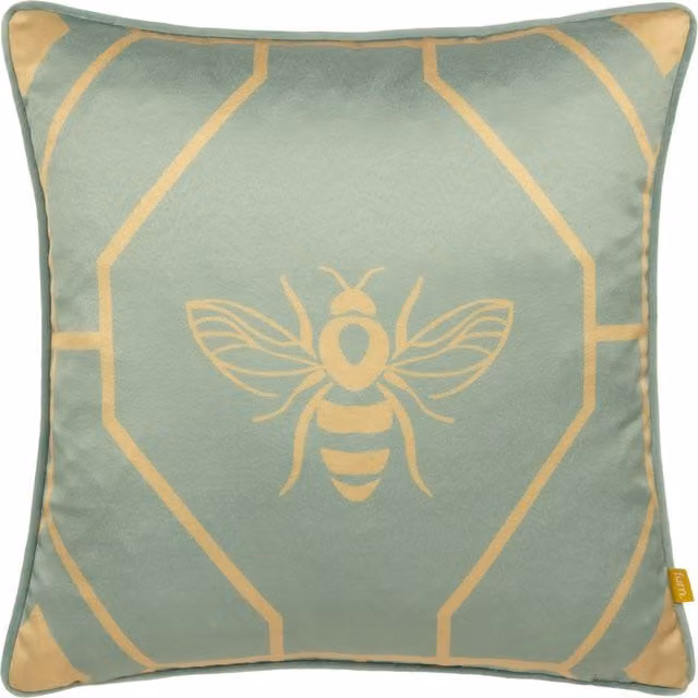 Make It A Home Bee Deco Geometric Square Cushion in Eau De Nil
