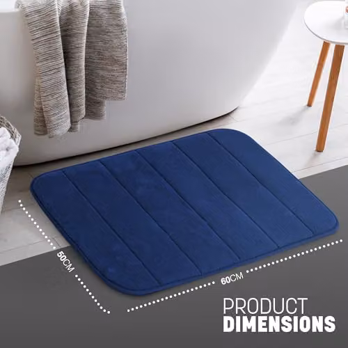 Keplin Memory Foam Bath Mat, Blue, W: 50 cm, D: 60 cm – 3