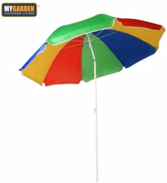KDMD Multicolour Waterproof Tilt Beach Parasol with Aluminium Frame and Polyester Sunshade, Diameter: 180 cm