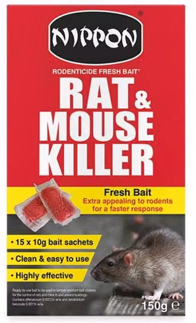 Vitax Nippon Rodenticide Fresh Bait, Red, 15 x 10g
