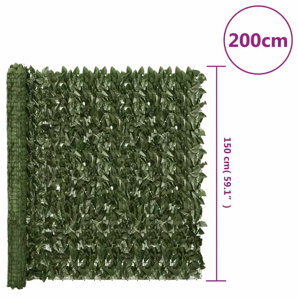 Berkfield Home Semi-Transparent Artificial Hedge Balcony Screen with Green Leaves, W: 200 cm, H: 150 cm – 5