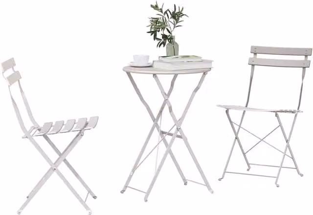 Berkfield Home Traditional 3-Piece Beige Steel Folding Bistro Set – 1