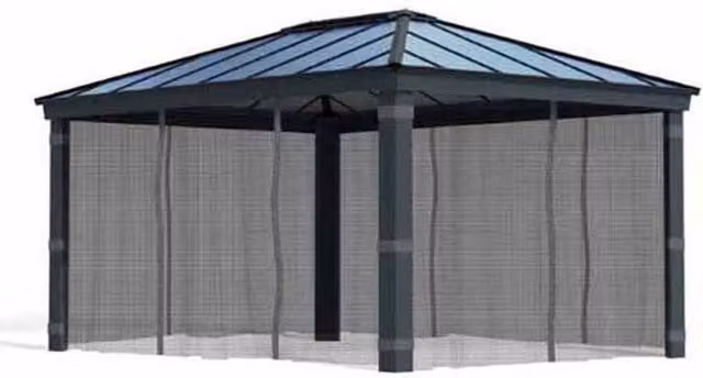 Palram Grey Polyester Net Curtain Set for Dallas 12 x 16 Gazebo, Width: 440 cm – 1