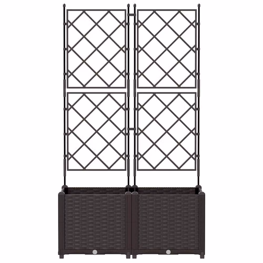 Berkfield Home Garden Planter with Trellis, 2 Pieces, Brown, W: 80 cm, D: 40 cm, H: 143 cm – 4