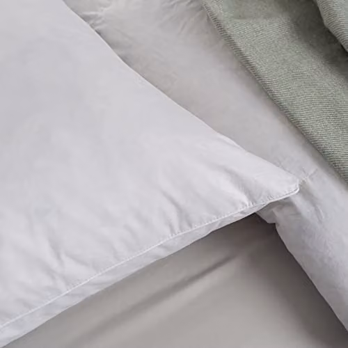 EarthKind 2 Pack White Feather and Down Pillows with Cotton Cover, Medium Support, W: 48 cm x L: 74 cm – 2