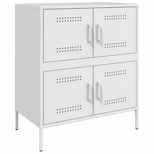 vidaXL Industrial White Metal Sideboard, W: 68 cm, D: 39 cm, H: 79 cm – 1