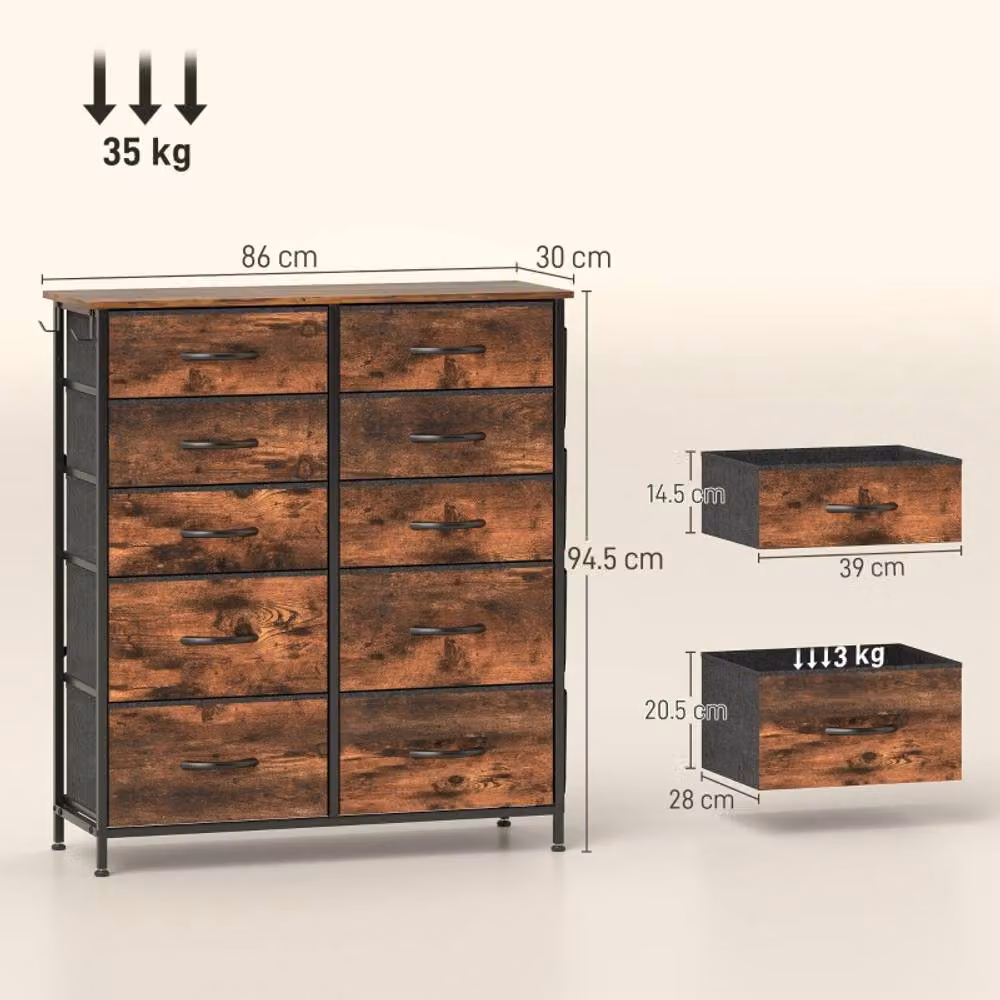 STILVORA Modern Freestanding Chest of Drawers with Storage in Brown – 4