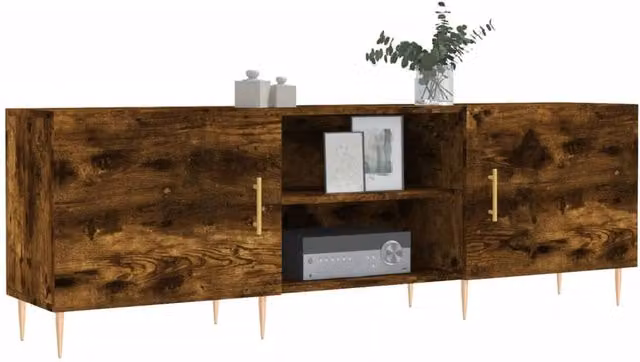 Berkfield Home Smoked Oak TV Cabinet in Brown, W/D/H: 150 x 30 x 50 cm