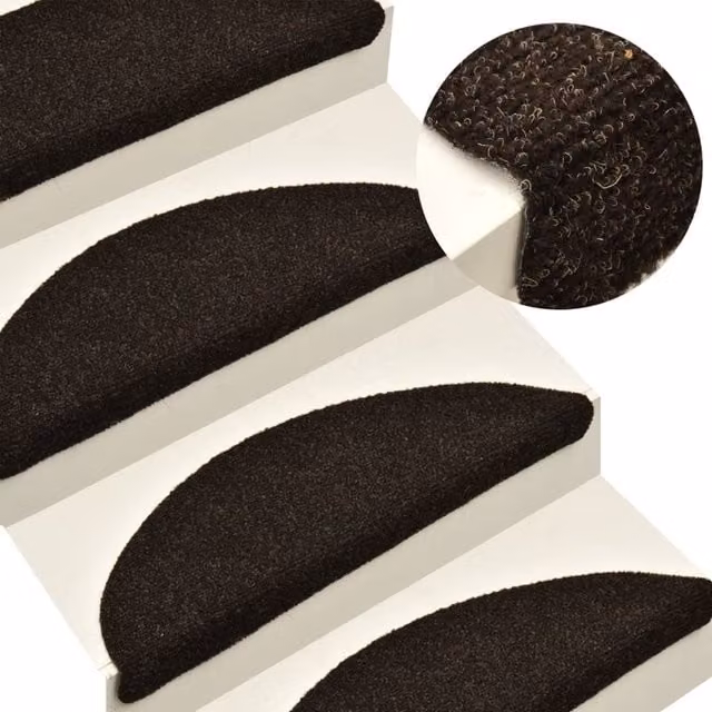 Berkfield Home Self-adhesive Stair Mats, 5 Pieces, Dark Brown, W/D/H: 56 x 17 x 3 cm – 1