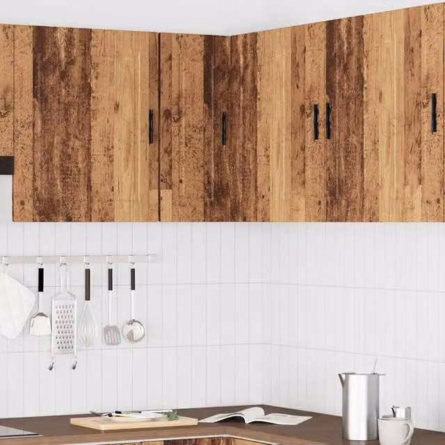 Berkfield Home Porto Wall Mounted Kitchen Corner Cabinet in Old Wood Brown, W/D/H: 57 x 60 x 57 cm