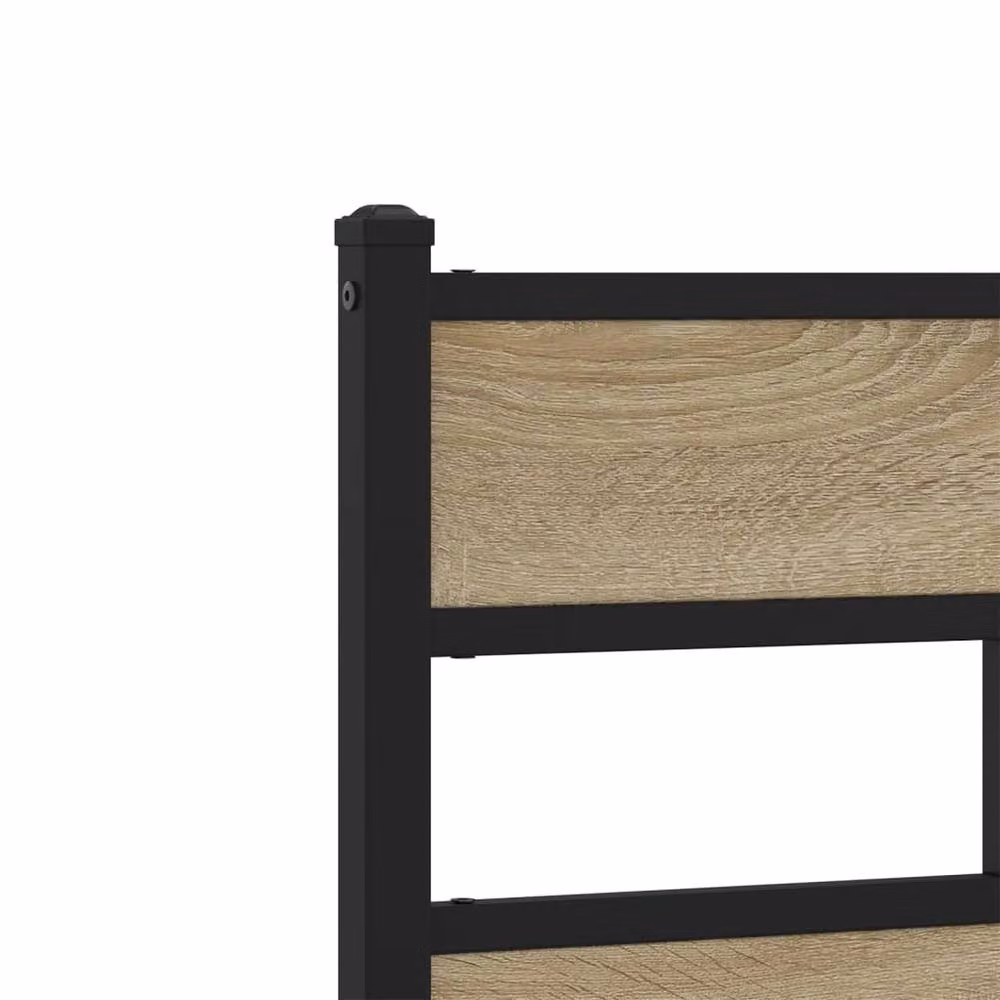 Berkfield Home Metal and Wood Single Bed Frame in Sonoma Oak Brown, W/D/H: 90 x 190 cm – 6