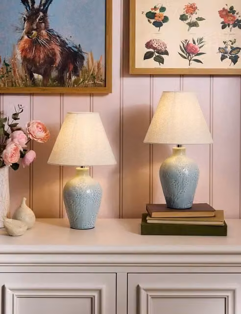 Laura Ashley Pussywillow Blue Ceramic Table Lamp