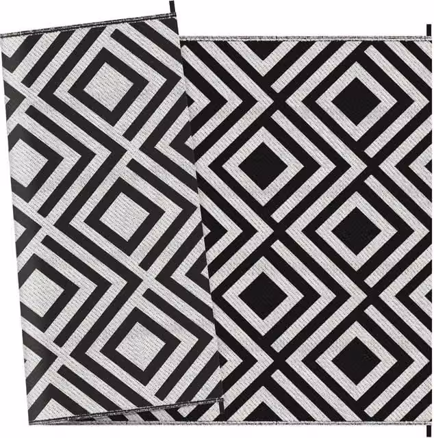 NESTLUNE Reversible Waterproof Outdoor Garden Rug in Multicolour and Black, Geometric Modern Design, W/D: 182 x 274 cm – 1