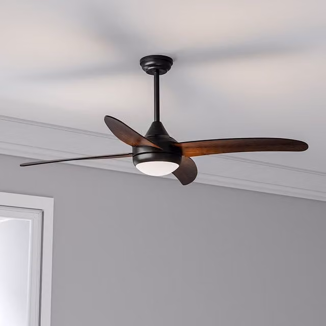Livingandhome Modern Round LED Ceiling Fan Light with Remote Control and Acrylic Shade in Black