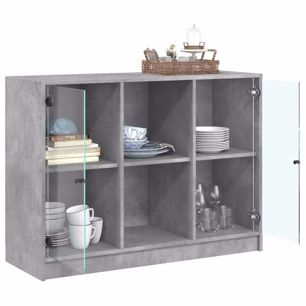 Berkfield Home Modern Sideboard in Concrete Grey, W/D/H: 102 x 37 x 75.5 cm – 2
