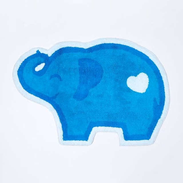 Homescapes Hand-Tufted Organic Cotton Blue Elephant Childrens Rug