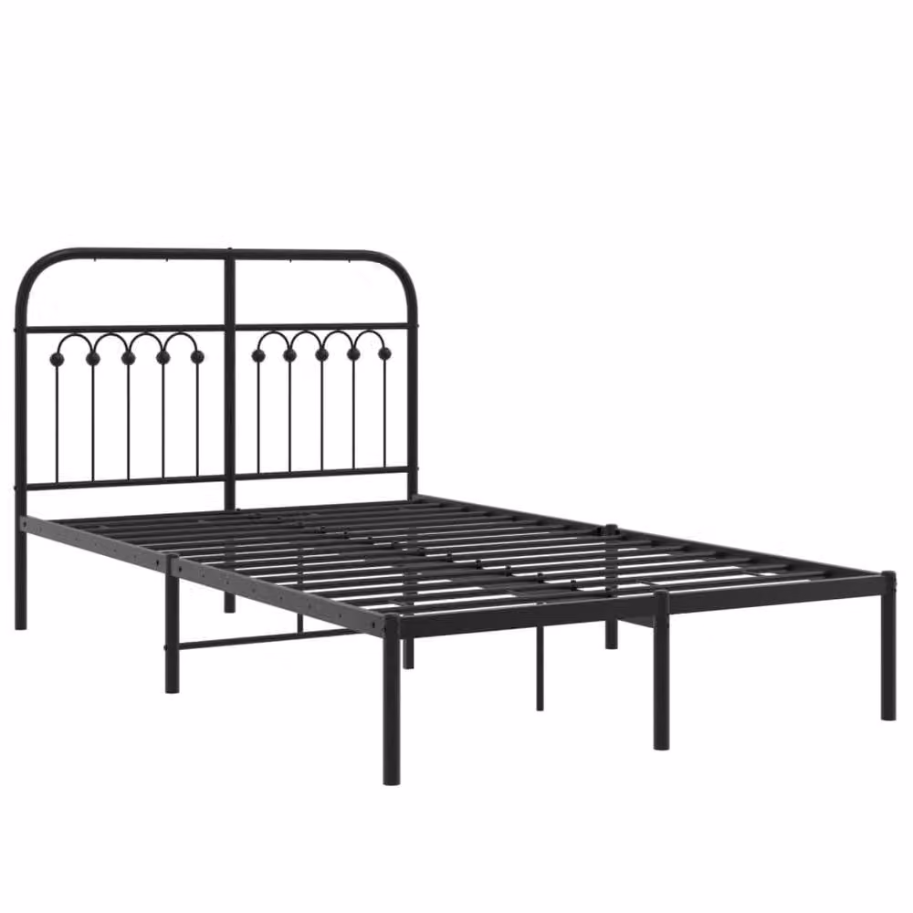 Berkfield Home Metal Bed Frame with Headboard, Black, W/D/H: 120 x 200 cm – 3