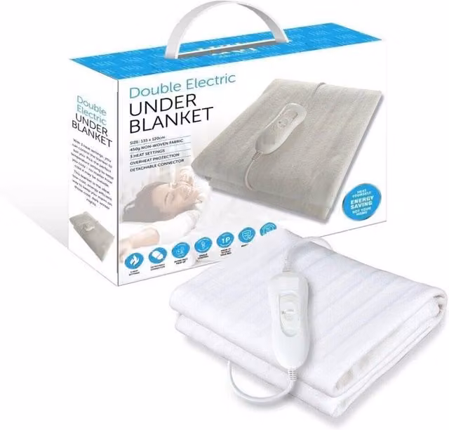 MantraRaj Heated Electric Throw Blanket with 3 Heat Settings, White, W/D/H: 140 x 200 cm