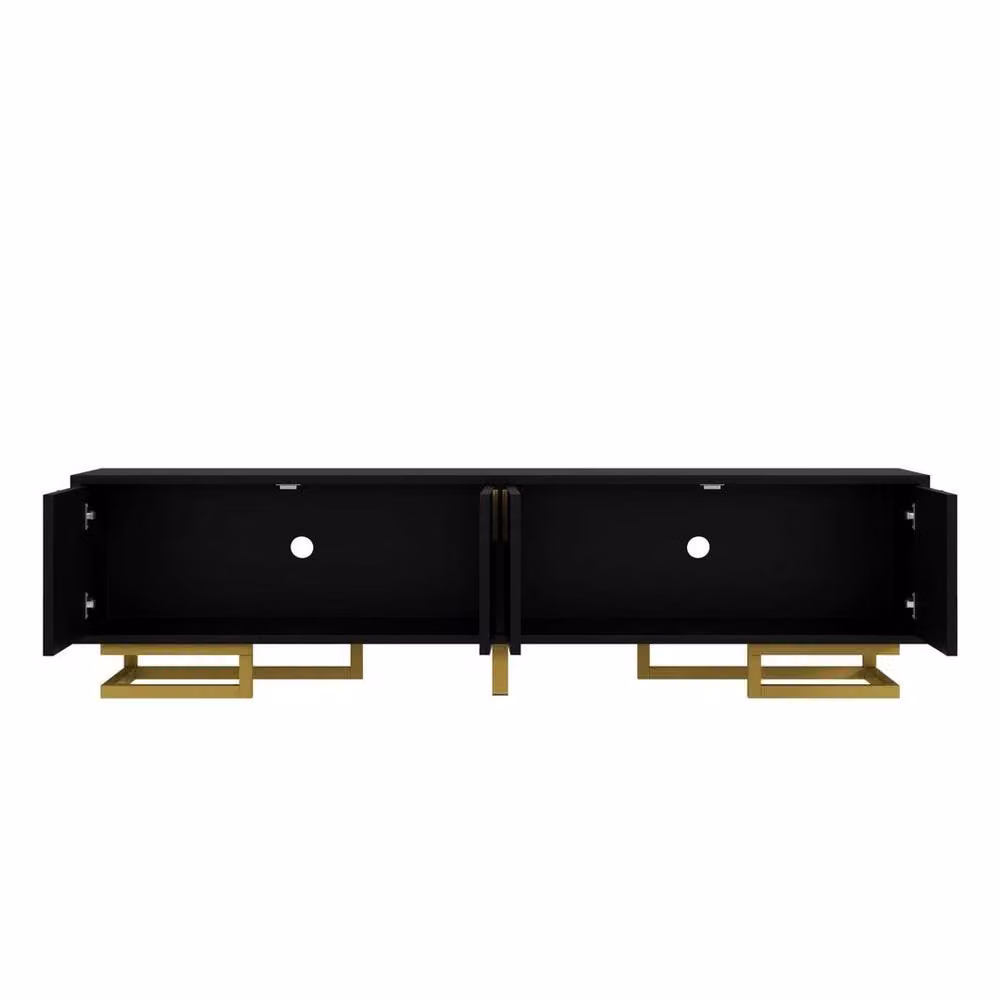 FORGEVIO Modern 4-Door TV Unit in Black Matt Metal, Width: 160 cm – 4