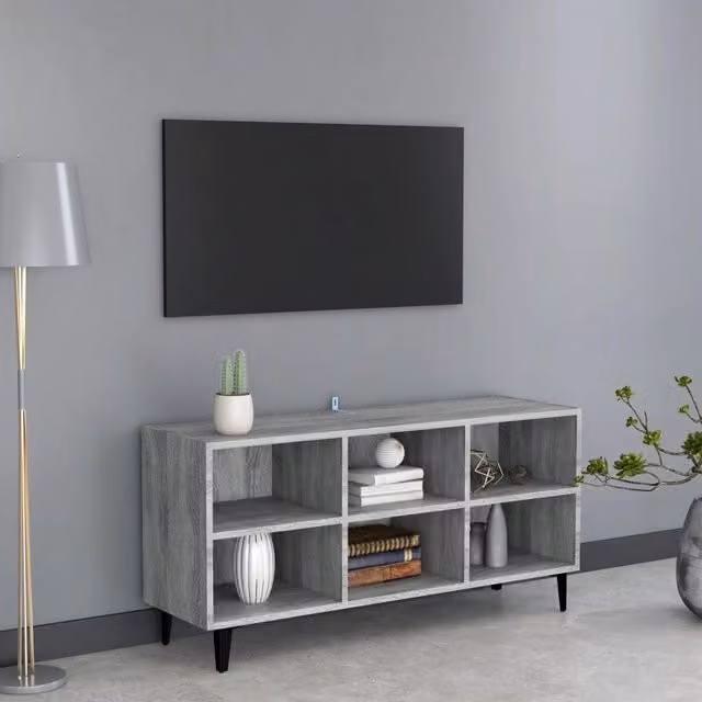 Berkfield Home Modern TV Cabinet with Metal Legs in Grey Sonoma, W: 103.5 cm, D: 50 cm, H: 50 cm