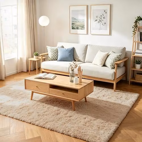 MCC Direct Faux Fur Rectangle Shaggy Area Rug in Beige and Brown, W/D/H: 160 x 230 cm – 6