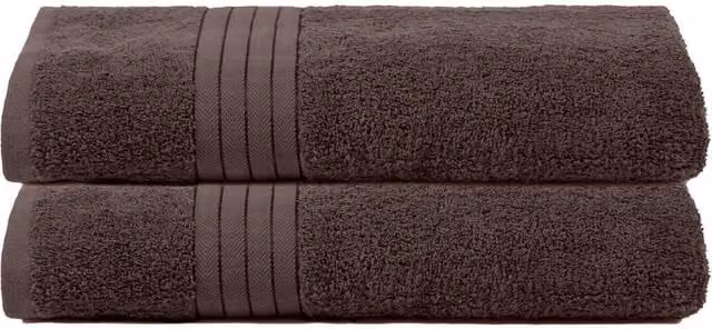 OHS 2 Pack of Fluffy 100% Cotton Bath Sheets in Brown – 1