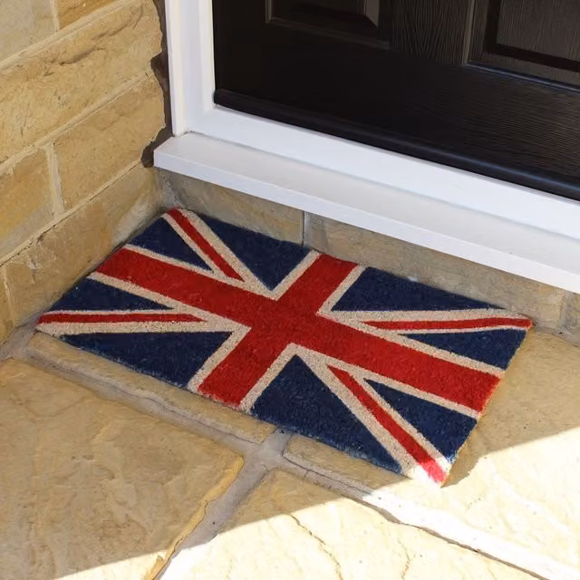 JVL Multicolour Union Jack Coir Doormat with Non-Slip Rubber Backing